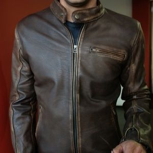 R79 Leather Jacket Lamb Distressed Brown Vintage